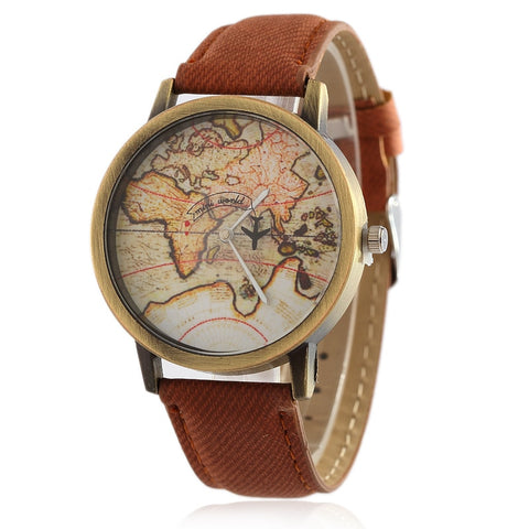 Global Travel By Plane Map Unisex Watch