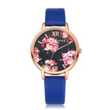 Watch Dial Band Quartz Wrist Rose Floral Synthetic